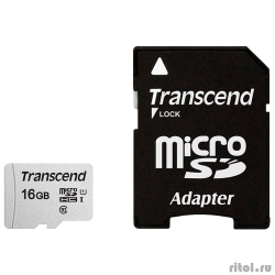 Micro SecureDigital 16Gb Transcend  TS16GUSD300S-A {MicroSDHC Class 10 UHS-I, SD adapter}  [: 1 ]