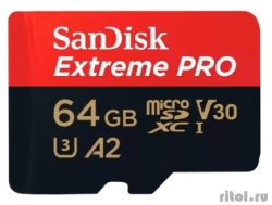 Micro SecureDigital 64GB SanDisk Extreme Pro microSD UH for 4K Video on Smartphones, Action Cams & Drones 200MB/s Read, 90MB/s Write, Lifetime Warranty[SDSQXCU-064G-GN6MA]  [: 1 ]