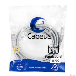 Cabeus PC-FTP-RJ45-Cat.5e-3m-LSZH ����-���� F/UTP, ��������� 5�, 2xRJ45/8p8c, ��������������, �����, LSZH, 3�  [��������: 2 ������]