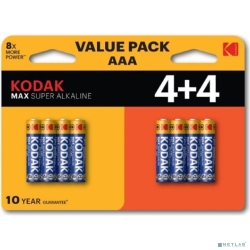 Kodak LR03 4+4Bl Max Super Alkaline Aaa (8 ��. � ��-��)  [��������: 1 ���]