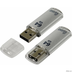 Smartbuy USB Drive 64GB V-Cut Silver UFD 2.0 (SB64GBVC-S)  [��������: 1 ���]