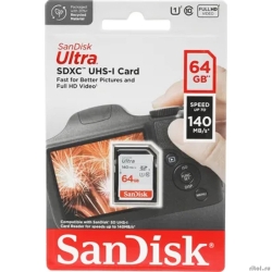 SecureDigital 64GB SanDisk Ultra SDXC Class 10 UHS-I U1 Ultra R 140MB/s <SDSDUNB-064G-GN6IN>  [��������: 1 ���]
