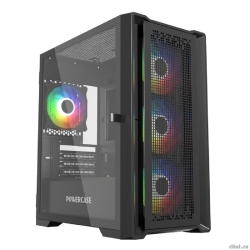 Powercase ByteFlow Micro Black, Tempered Glass, 4� 120mm ARGB fans, ARGB HUB, ������, mATX  (CAMBFB-A4)  [��������: 1 ���]