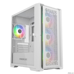 Powercase ByteFlow Micro White, Tempered Glass, 4� 120mm ARGB fans, ARGB HUB, �����, mATX  (CAMBFW-A4)  [��������: 1 ���]