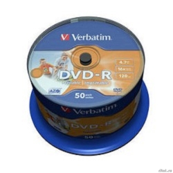 Verbatim  ����� DVD-R  4.7Gb 16�, Wide Photo InkJet Printable, 50��, Cake Box (43533/43649)  [��������: 2 ������]
