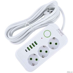 Amper ������� ����������, 4,0�, 3 �������, 3*0,75��, 10�, 2500 ��, 4usb, 1Type-C, �����. [JH-1074U-4W]  [��������: 1 ���]
