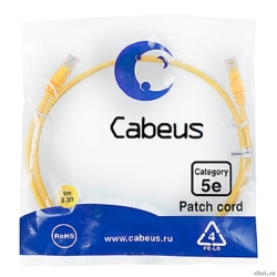 Cabeus PC-UTP-RJ45-Cat.5e-1m-YL ����-���� U/UTP, ��������� 5�, 2xRJ45/8p8c, ����������������, ������, PVC, 1�  [��������: 5 ���]
