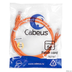Cabeus PC-UTP-RJ45-Cat.5e-1m-OR ����-���� U/UTP, ��������� 5�, 2xRJ45/8p8c, ����������������, ���������, PVC, 1�  [��������: 5 ���]