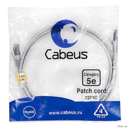 Cabeus PC-FTP-RJ45-Cat.5e-1.5m ����-���� F/UTP, ��������� 5�, 2xRJ45/8p8c, ��������������, �����, PVC, 1.5�  [��������: 5 ���]