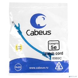 Cabeus PC-UTP-RJ45-Cat.5e-0.15m-BL-LSZH ����-���� U/UTP, ��������� 5�, 2xRJ45/8p8c, ����������������, �����, LSZH, 0.15�  [��������: 2 ������]