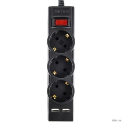 Perfeo ������� ������ "POWER-S", 3,0�, 3 ������� 10�, 2USB, 2500 ��, ������� ������, ������.  [��������: 1 ���]