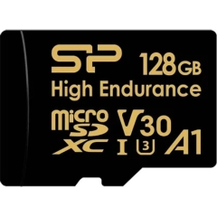 Micro SecureDigital 128GB Silicon Power Class 10  High Endurance UHS-I V30 A1 (R/W 100Mb/s) + SD �������   (SP128GBSTXDV3V1HSP)  [��������: 1 ���]