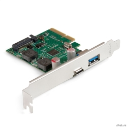 Exegate EX298303RUS ���������� ExeGate EXE-313-1A1C (PCI-E x4 v3.0, USB3.2 Gen2 1xType-A + 1xType-C ext., SuperSpeed+ �������� �� 10 ����/�, ������ ���.�������, ASMedia Chipset ASM3142)  [��������: 1 ���]