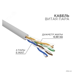 Rexant (01-0069-R) ������ ����� ���� U/UTP, CAT 5e, LSZH ��(�)-HF, 4PR, 24AWG, ����������, ���������������, �����, 305�, ��  [��������: 1 ���]