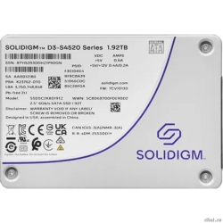 Solidigm SSDSC2KB019TZ1Z Solidigm SSD D3-S4520 Series, 1920GB, 2.5" 7mm, SATA3, TLC, R/W 550/510MB/s, IOPs 91 000/38 000, TBW 8800, DWPD 3 (12 ���.)  [��������: 1 ���]
