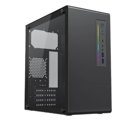 Foxline FL-728TG-U3C mATX, TG, 1xUSB3.0+1xUSB2.0+1xType-C(USB2.0)+1xARGB strip on front, Black  [��������: 1 ���]