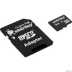 Micro SecureDigital 8Gb Smart buy SB8GBSDCL10-01 {Micro SDHC Class 10, SD adapter}  [��������: 2 ����]