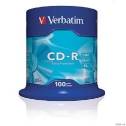 Verbatim  ����� CD-R 100 �� 700Mb 52x Cake Box ( 43411)  [��������: 2 ������]