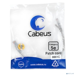 Cabeus PC-UTP-RJ45-Cat.5e-0.3m-LSZH ����-���� U/UTP, ��������� 5�, 2xRJ45/8p8c, ����������������, �����, LSZH, 0.3�  [��������: 2 ������]