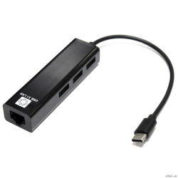 5bites ������-������� UA3C-45-09BK Type-C / 3*USB2.0 ������� ����� / RJ45 100MB / BLACK  [��������: 6 �������]