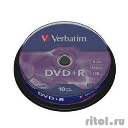 Verbatim   DVD+R  4.7Gb 16, 10 , Cake Box (43498)   [: 2 ]