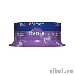 Verbatim Диски DVD+R  4.7Gb 16х, 25 шт, Cake Box (43500)  [Гарантия: 2 недели]