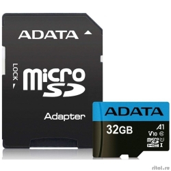 Micro SecureDigital 32Gb A-DATA AUSDH32GUICL10A1-RA1 {MicroSDHC Class 10 UHS-I, SD adapter}  [��������: 1 ���]