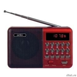 Perfeo ������������� �������� PALM FM+ 87.5-108���/ MP3/ ������� USB ��� 18650/ ������� (i90-red) [PF_A4871]  [��������: 6 �������]