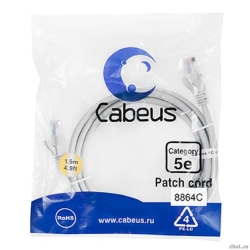 Cabeus PC-UTP-RJ45-Cat.5e-1.5m-LSZH ����-���� U/UTP, ��������� 5�, 2xRJ45/8p8c, ����������������, �����, LSZH, 1.5�  [��������: 2 ������]