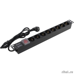 Exegate EX280841RUS ���� ������� ExeGate ServerPro PDU-19H802 Al-8S-EU1.8-SW, 19",1U,����, 8Schuko, ���������, 1.8�  [��������: 1 ���]