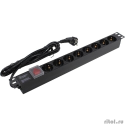 Exegate EX280844RUS ���� ������� ExeGate ServerPro PDU-19H805 Al-8S-EU3-SW, 19",1U,����, 8Schuko, ���������, 3�  [��������: 1 ���]