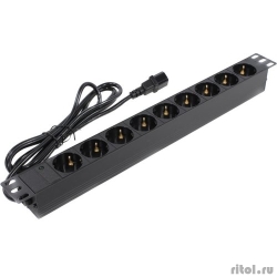 Exegate EX280852RUS ���� ������� ExeGate ServerPro PDU-19H906 Al-9S-C14-2.5, 19",1U,����, 9Schuko, ������ � C14 2.5�  [��������: 1 ���]