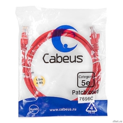 Cabeus PC-UTP-RJ45-Cat.5e-1.5m-RD-LSZH ����-���� U/UTP, ��������� 5�, 2xRJ45/8p8c, ����������������, �������, LSZH, 1.5�  [��������: 2 ������]