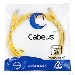 Cabeus PC-UTP-RJ45-Cat.5e-3m-YL-LSZH ����-���� U/UTP, ��������� 5�, 2xRJ45/8p8c, ����������������, ������, LSZH, 3�  [��������: 2 ������]