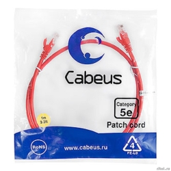 Cabeus PC-UTP-RJ45-Cat.5e-1m-RD-LSZH ����-���� U/UTP, ��������� 5�, 2xRJ45/8p8c, ����������������, �������, LSZH, 1�  [��������: 2 ������]
