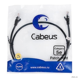 Cabeus PC-UTP-RJ45-Cat.5e-1m-BK-LSZH ����-���� U/UTP, ��������� 5�, 2xRJ45/8p8c, ����������������, ������, LSZH, 1�  [��������: 2 ������]