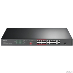 TP-Link TL-SL1218P ���������� � 16 ������� PoE+ 10/100 ����/�, ���������� ������ RJ45 � ��������������� ������ RJ45/SFP  [��������: 3 ����]