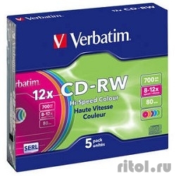 Verbatim   CD-RW  8-12x 700Mb 80min (Slim Case, 5 .) [43167]  [: 2 ]