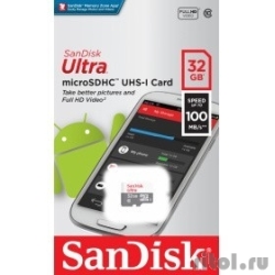 Micro SecureDigital 32Gb SanDisk Ultra� microSDHC 100MB/s Class 10 UHS-I SDSQUNR-032G-GN3MN  [��������: 1 ���]