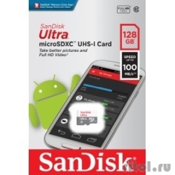 Micro SecureDigital 128Gb SanDisk Ultra� Class 10 UHS-I [SDSQUNR-128G-GN6MN]  [��������: 1 ���]