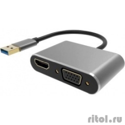 VCOM  CU322M - USB 3.0 (Am) --> HDMI(f)+VGA(f), Aluminum Shell  [: 1 ]