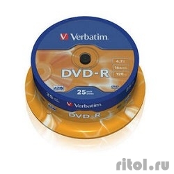 Verbatim  Диски DVD-R   4.7Gb 16-х, 25шт, Cake Box (43522)  [Гарантия: 2 недели]