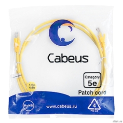 Cabeus PC-UTP-RJ45-Cat.5e-1.5m-YL ����-���� U/UTP, ��������� 5�, 2xRJ45/8p8c, ����������������, ������, PVC, 1.5�  [��������: 2 ������]