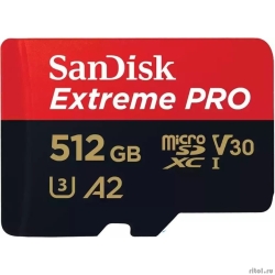 Micro SecureDigital 512GB SanDisk microSDXC Class 10 UHS-I A2 C10 V30 U3 Extreme Pro (SD �������) 200MB/s [SDSQXCD-512G-GN6MA]  [��������: 1 ���]