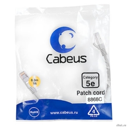 Cabeus PC-FTP-RJ45-Cat.5e-0.3m-LSZH ����-���� F/UTP, ��������� 5�, 2xRJ45/8p8c, ��������������, �����, LSZH, 0.3�  [��������: 2 ������]