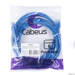 Cabeus PC-UTP-RJ45-Cat.6-3m-BL-LSZH ����-���� U/UTP, ��������� 6, 2xRJ45/8p8c, ����������������, �����, LSZH, 3�  [��������: 2 ������]