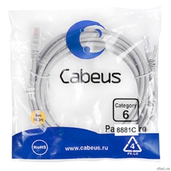 Cabeus PC-UTP-RJ45-Cat.6-5m-LSZH ����-���� U/UTP, ��������� 6, 2xRJ45/8p8c, ����������������, �����, LSZH, 5�  [��������: 2 ������]