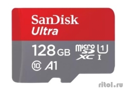 Micro SecureDigital 128GB SanDisk Ultra Class 10, UHS-I, R 140 ��/�, <SDSQUAB-128G-GN6MN> ��� �������� SD  [��������: 1 ���]