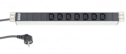 Hyperline SHT19-7IEC-2.5EU ���� ������� ��� 19" ������, ��������������, 7 x IEC 320 C13 (16A), 230 �, ������ ������� 3�1��2, ����� 2.5 �, � ������ Schuko, 482.6 �� x 44.4 �� x 44.4 �� (�����)