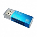 USB 2.0 Card reader CBR Human ("Glam") CR-424, синий цвет, All-in-one, Micro MS(M2), SD, T-flash, MS-DUO, MMC, SDHC,DV,MS PRO, MS, MS PRO DUO  [Гарантия: 5 лет]